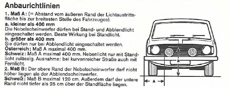 Anbaurichtlinie Nebelscheinwerfer